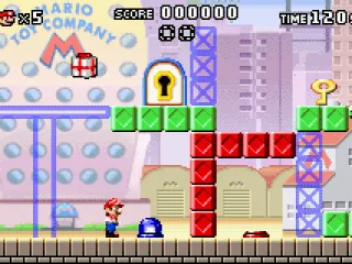 Jumping on the button removes blocks of that colour