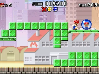 Pick up the mini Mario to get to a bonus round