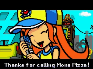 Mona taking an order.