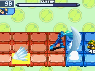 Mega Man's Wide Sword can hit multiple enemies at once!