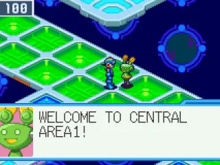 Mega Man talks to a program on the Internet