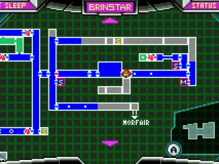 The map shows explored and unexplored locations, items, elevators and more