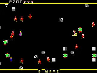 Robotron - The green chested robots are invincible and must be avoided