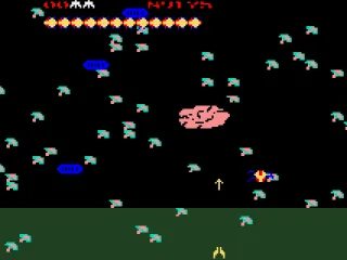 Millipede: shooting the blue things makes them explode.