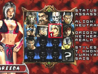 Character selection.