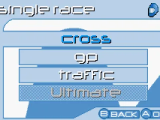 Racing style selection screen