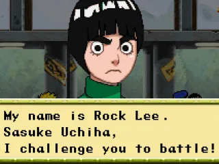 A dialogue between Rock Lee and Sasuke