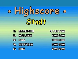 The table's highscore table