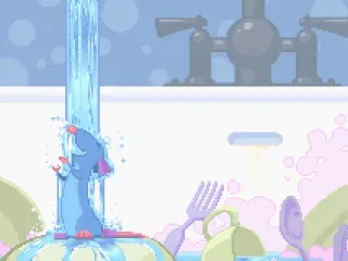 Remy taking a wash before cooking