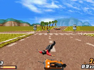 Drove right into a rival's trap and got thrown off the bike