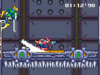 Zero puts on a burst of speed to avoid the enemy boss