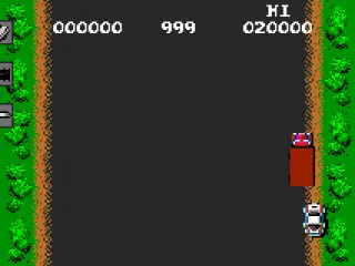 Spy Hunter - You start the game on the right side of the road.