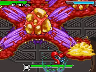 Boss time! Shoot the outer parts to prevent it regenerating health