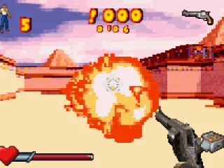 Blowing up a beheaded kamikaze with a well-place shot from a Schofield pistol