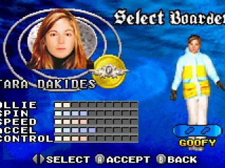 Selecting a boarder in career mode