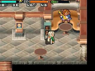 Meet a variety of people, such as this guy playing a lute (or something similar)