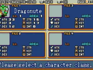 Select from four characters classes