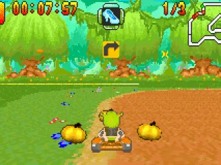 There are different powerups you can get in the races such as having pumpkins spinning around you