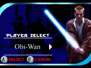 The game can be played with three different characters: Obi-Wan...