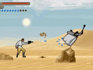 Test your blaster accuracy shooting some enemies, like this unprotected Tusken Raider.