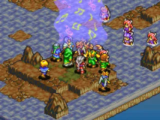 The leader of the mermaids trying to cast a sleep spell on six of my party members