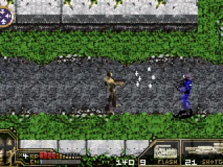 Fending off cops in the present.