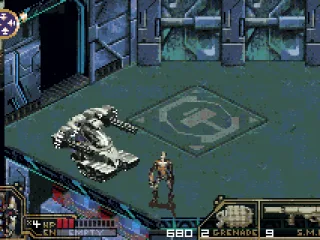 Your character reveals his metal skeleton as you take damage.