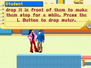 A student explains to Raven how to litter