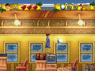 Collect all three Christmas balls to leave the level