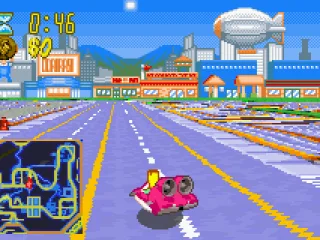 Frink racing through the entertainment district