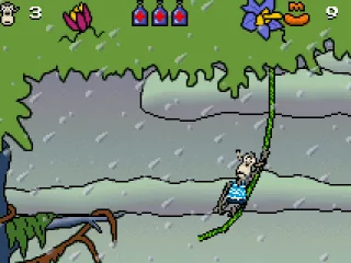 Swinging in the rope.