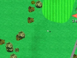 The flight of the ball is shown from above.