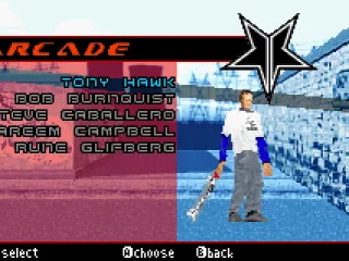 Select your skater in arcade mode