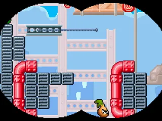 LarryBoy can use his binoculars to get an overview of the level.