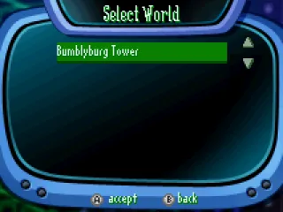 Selecting the world to play. Naturally, at the beginning, there's only world one accessible.