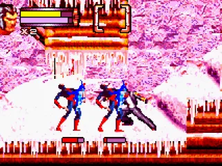 Wolverine smashing fool guys in Rage Mode. The red tone in the stage indicates that the mode is active and functional!