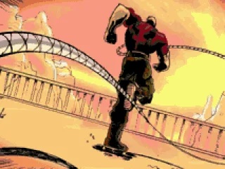 The game starts with an intro comic strip