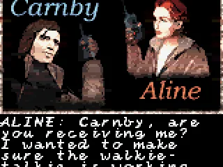 Aline and Edward communicate via walkie-talkies.