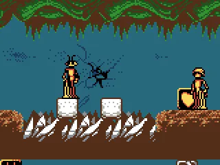 I knocked down these blocks so I can get across the jagged rocks and I found the foreman.