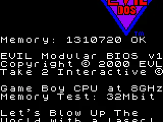 The game starts off with a mock Dos boot up