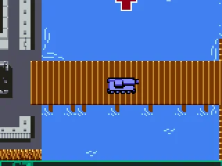 Use the bridge to cross the lake.