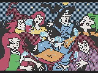 Scene from intro: Witches going mad