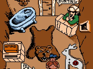 Inside the hunting lodge.