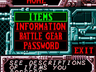 Inventory menu at the shop