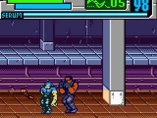 Punching away at a baddie