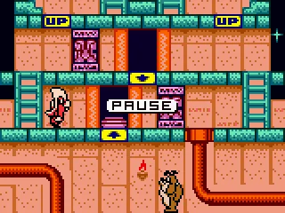 Examining the stage while paused.