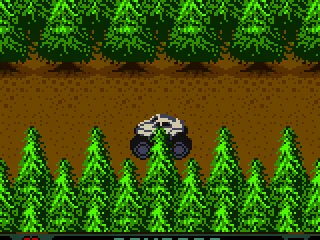 Driving through the woods