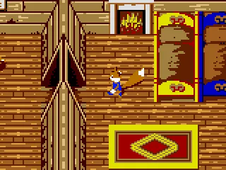 The game starts in Conker's house. Collect some items here.