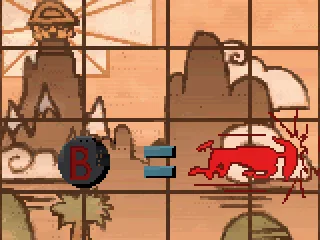 Collecting a scroll leads to screen-sized explanation of a game mechanic.