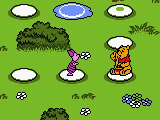 Pooh is eating honey.